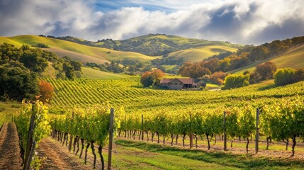 Naklejka premium Vineyard in a Valley