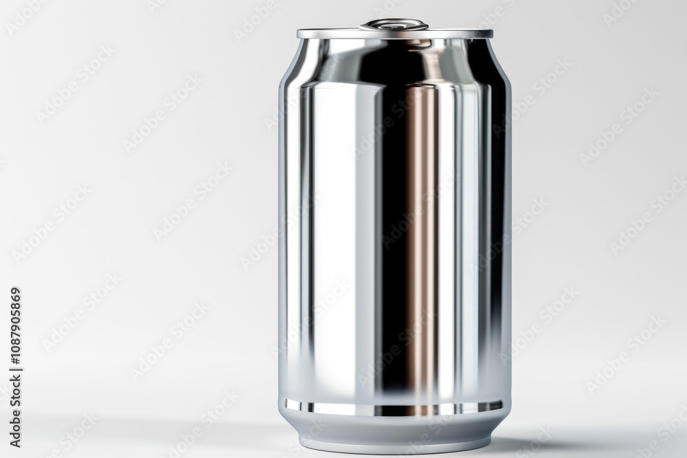 Poster a single serving can of soda sitting on a white surface, ready for consumption