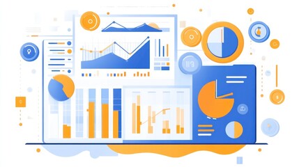 Colorful charts and graphs on a digital screen, representing business data and analytics.