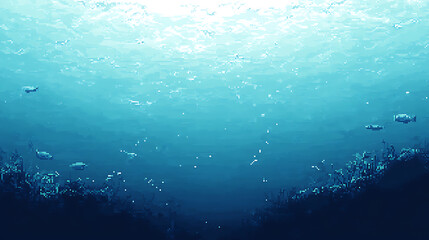 8bit pixel art background, gradient blue and white, underwater