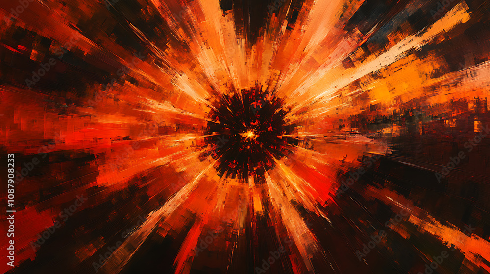 Aufkleber An abstract background with radial lines, depicting data flow in a tunnel-like explosion star with a motion effect