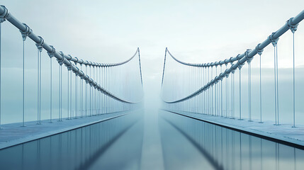Obraz premium Concept of business success bridge illustrating industry strategy and economic solutions that connect two separate paths, represented in a 3D render