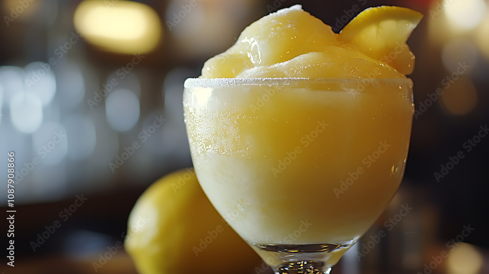 Aufkleber frozen lemonade is a thick version of lemonade made by mixing lemon juice, sugar and ice, creating a