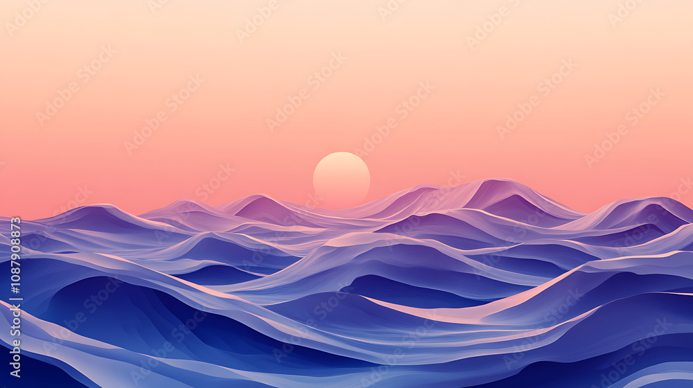 Poster guided imagery concept for mindful meditation, featuring a serene pattern of calm waves, symbolizing