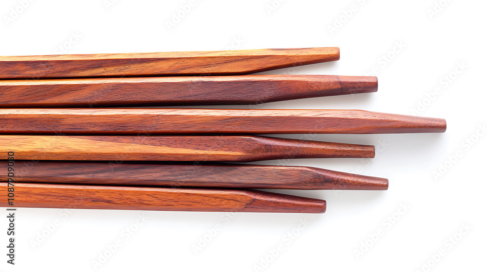 Poster isolated sandalwood sticks presented in a top view on a white background, emphasizing the natural te