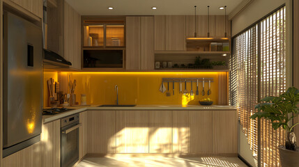 Bright and Inviting Kitchen Interior with Ray Flower Yellow Accents for Modern Spaces