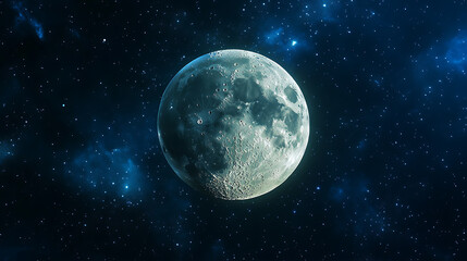 Obraz premium Astronomical scene featuring the moon with detailed craters against the backdrop of deep space and the Earth illuminated at night