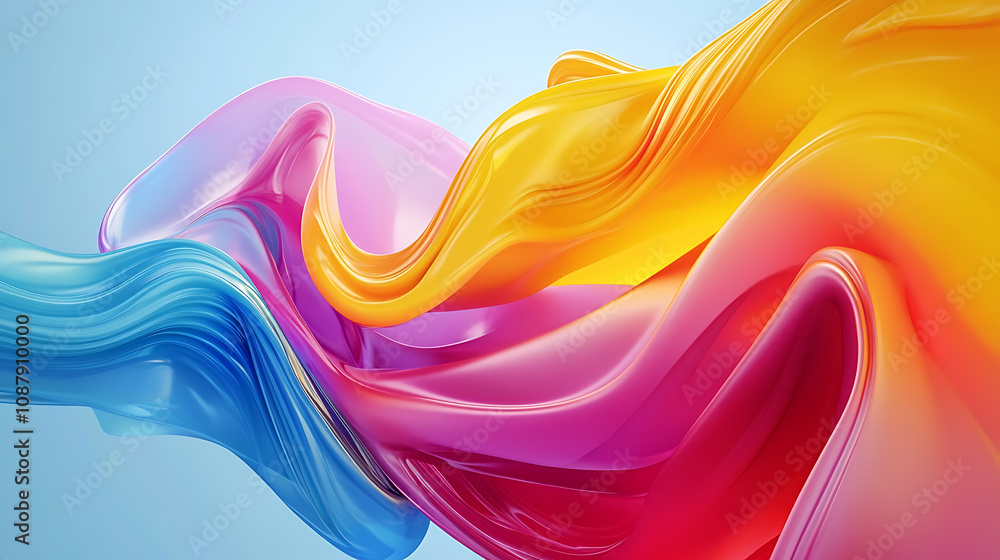 Aufkleber Futuristic colorful flowing liquid shape abstract 3d render dynamic and fluid design modern art illustration