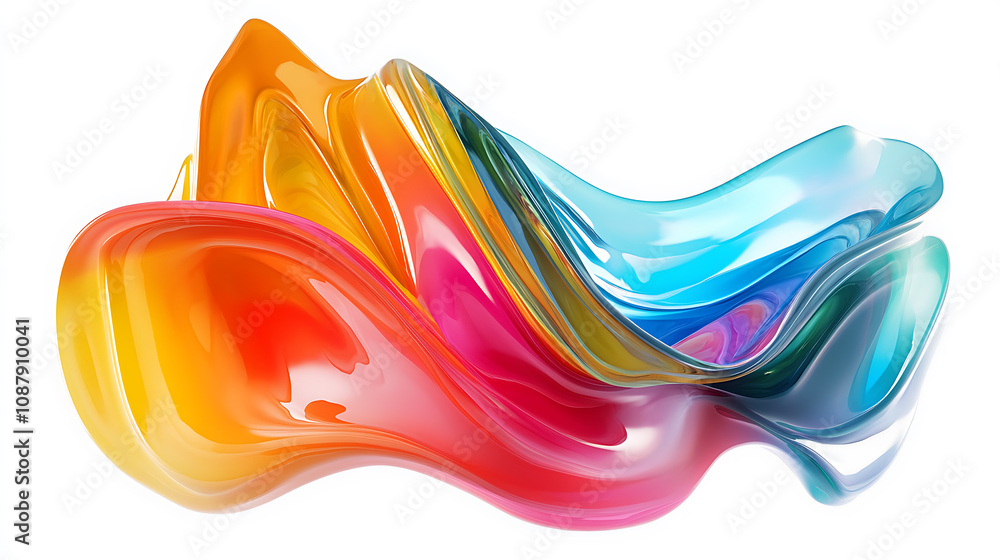 Poster futuristic colorful flowing liquid shape abstract 3d render dynamic and fluid design modern art illu