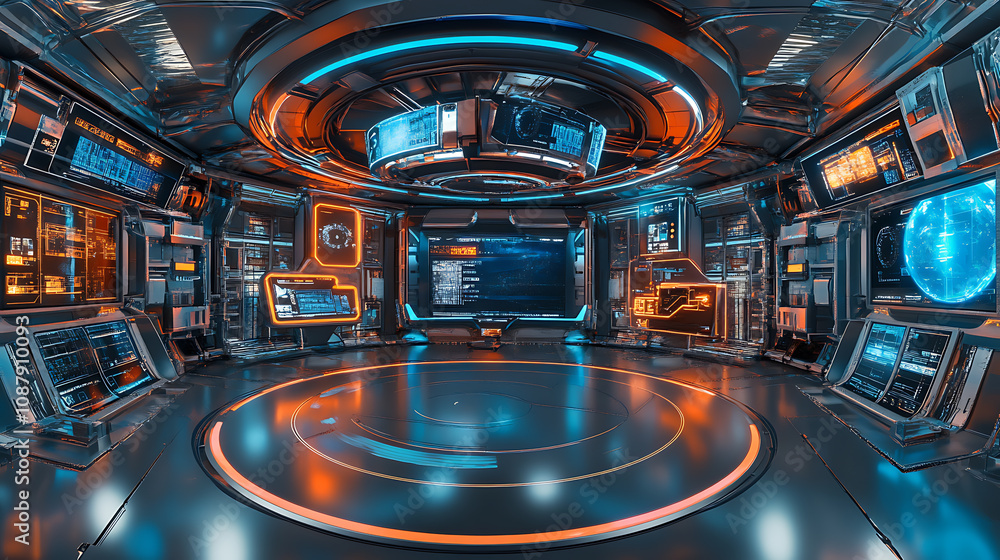 Leinwandbilder futuristic virtual reality 360 studio with shiny reflective surfaces hdri panoramic environment for 
