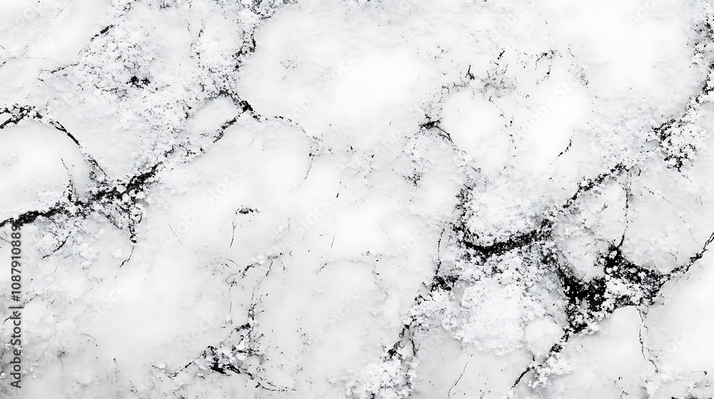 Poster a black and white texture of snow, with subtle details like cracks or small icy particles visible in