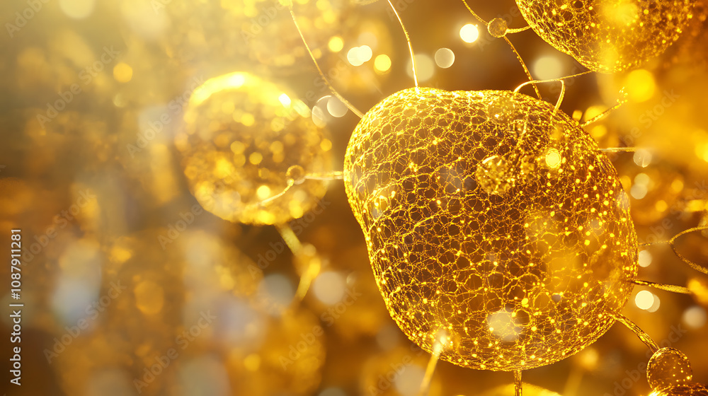 Poster abstract depiction of a cell membrane structure with a golden glow, serving as a background for biol