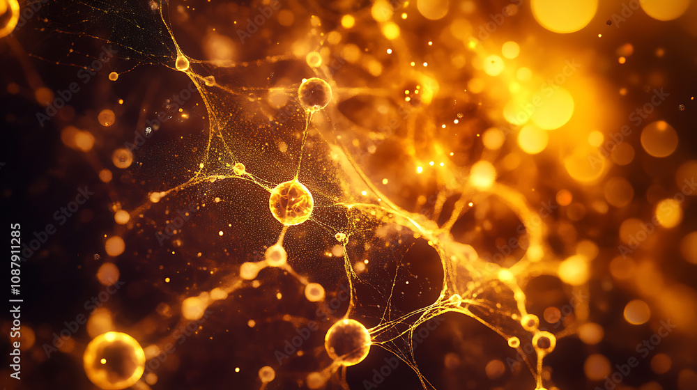 Poster abstract depiction of a cell membrane structure with a golden glow, serving as a background for biol