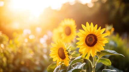 Obraz premium Radiant Ray Flower: Bright Yellow Sunflower Blooms Symbolizing Optimism and Regeneration