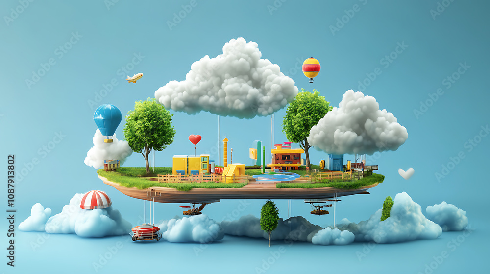 Poster Platform as a service paas cloud computing software platform conceptual 3d illustration