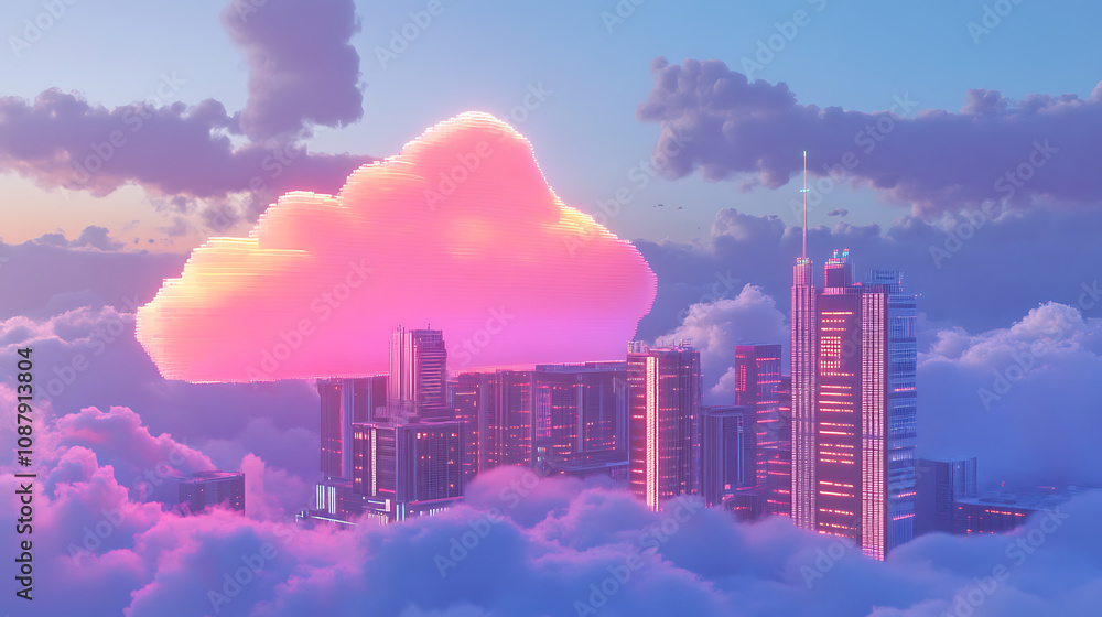 Poster platform as a service paas cloud computing software platform conceptual 3d illustration