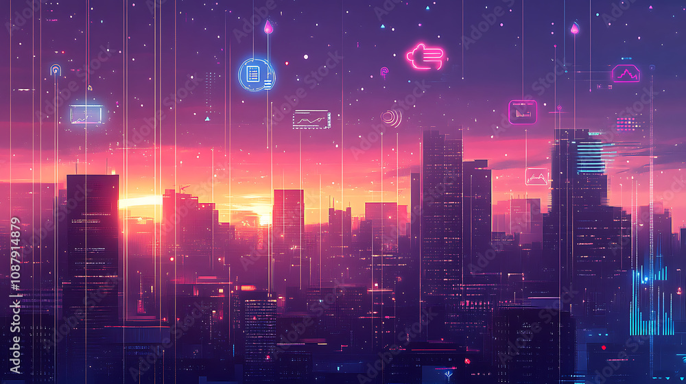Leinwandbilder a digital illustration of a secure cloud storage concept, featuring a metallic microchip with a padl