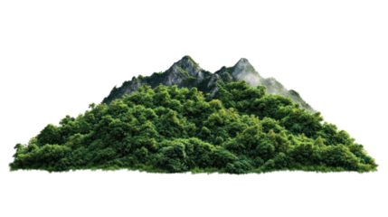 Lush Green Mountain Landscape with Dense Foliage and Majestic Peaks Beneath a Clear Sky, Ideal for Nature and Adventure Themes in Stock Photography