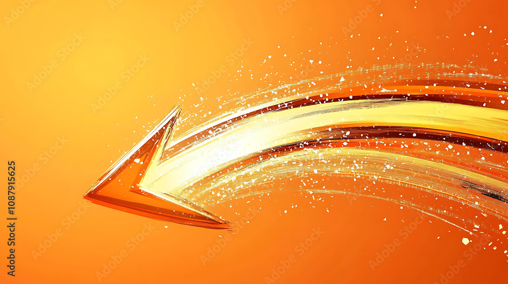 Aufkleber abstract arrow with motion effect on orange background