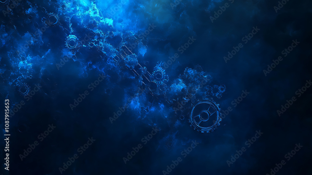 Aufkleber abstract blue background with arrows pointing in different directions, symbolizing technology and di