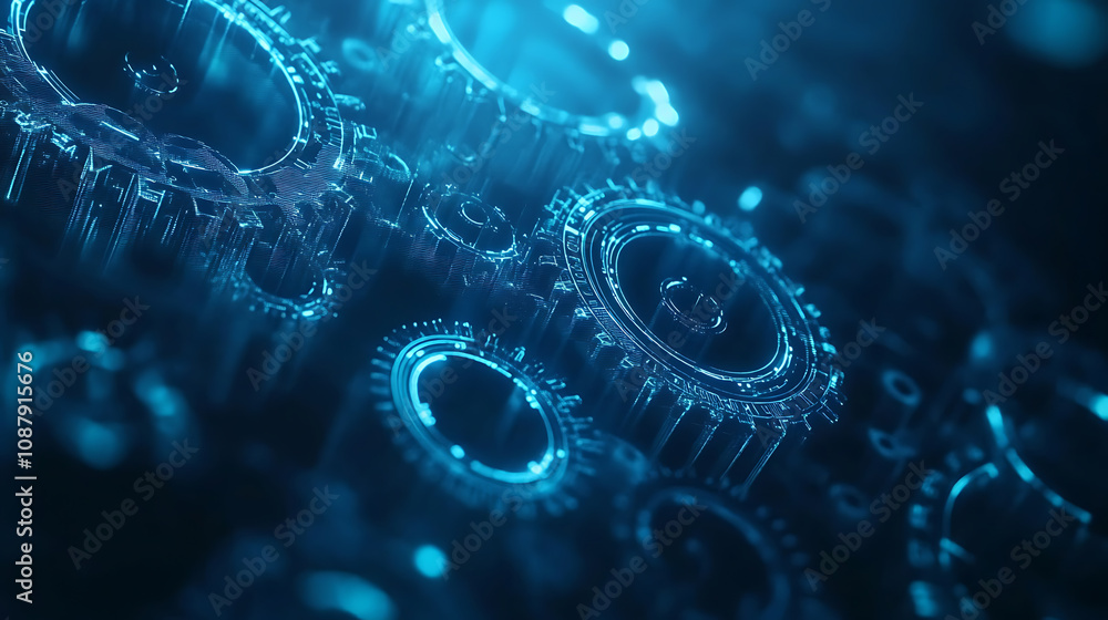 Aufkleber abstract blue background with arrows pointing in different directions, symbolizing technology and di
