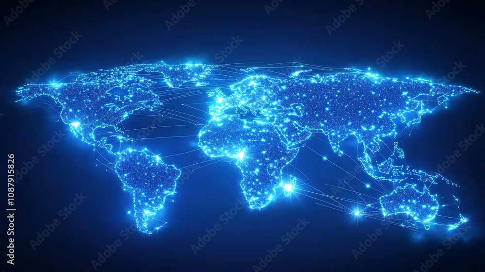 Poster abstract digital technology background with blue glowing hexagons and binary code, symbolizing the c