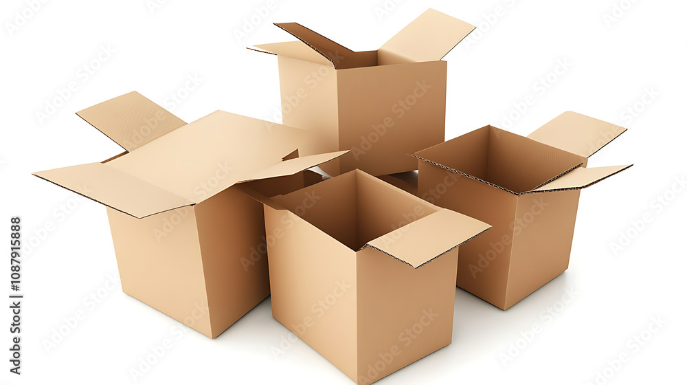 Aufkleber an image of cardboard boxes depicted as if flying on a white background