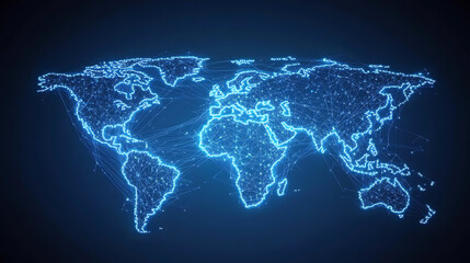 Naklejka premium Abstract digital technology background with blue glowing hexagons and binary code, symbolizing the concept of global network connection