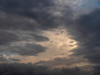 Dark dramatic cloudy sky. Nature background for design. Cold and melancholy mood