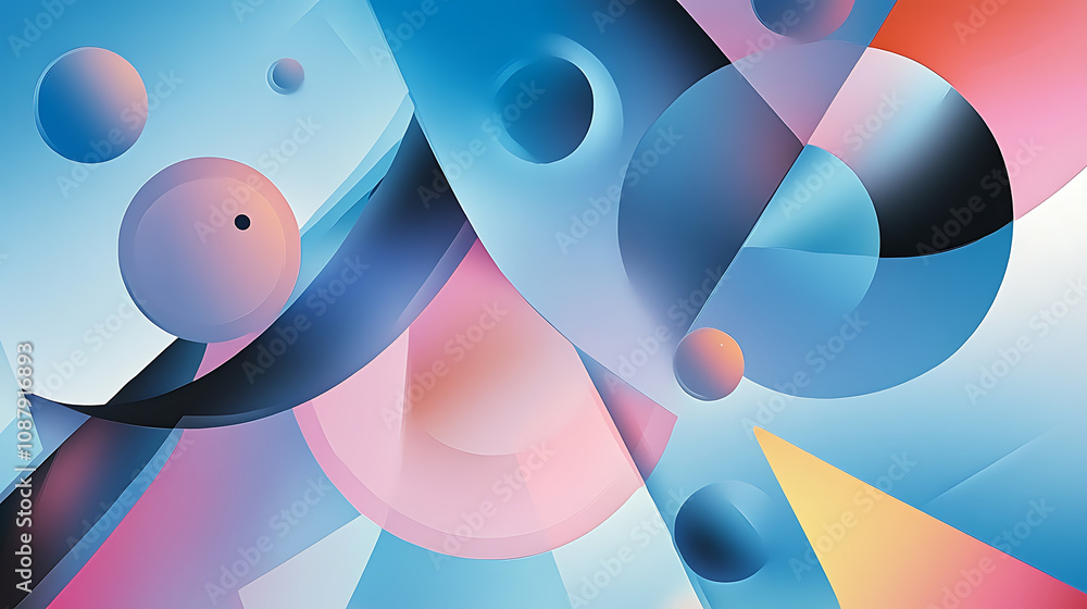 Aufkleber Abstract background with colorful shapes and a blue gradient for a web banner design template, flat geometric shapes
