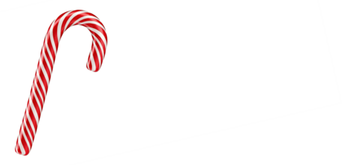 Christmas candy cane copy space on transparent white background png file 300dpi