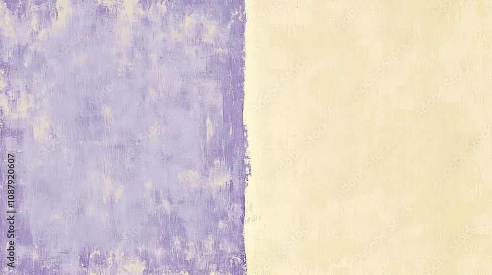 Poster purple and beige painted canvas creating a two-tone background with a split screen effect, ideal for