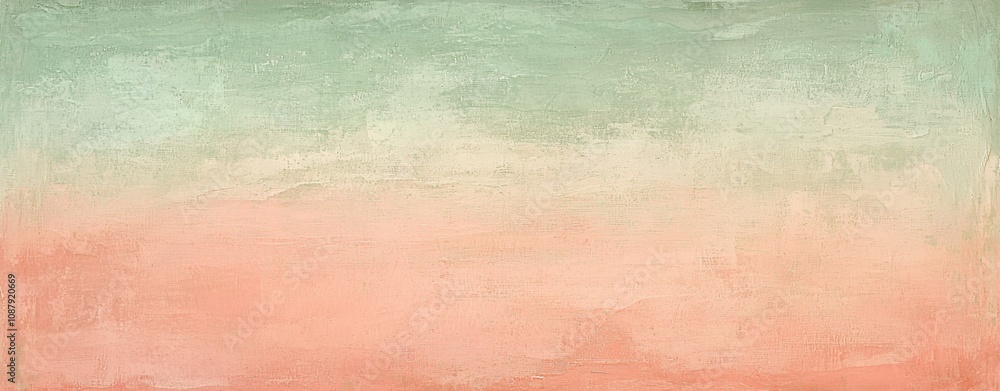 Poster green and pink brushstrokes blend together, creating a gradient effect on a textured background, per