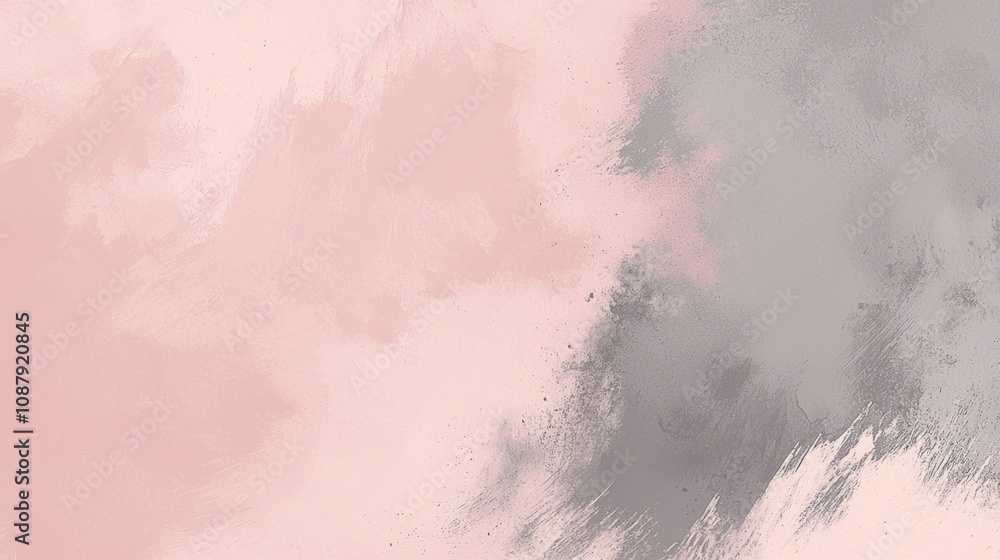 Poster Pink and gray hues blend seamlessly in an abstract background, creating a soft and elegant design with textured brushstrokes and a subtle gradient effect