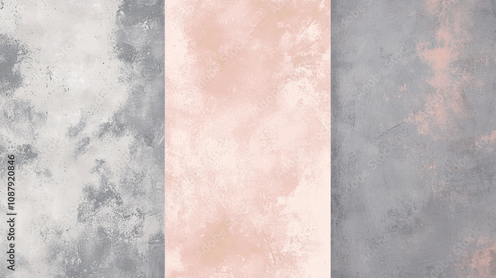 Poster three vertical bands of textured concrete in shades of pink and gray create a modern, abstract backg