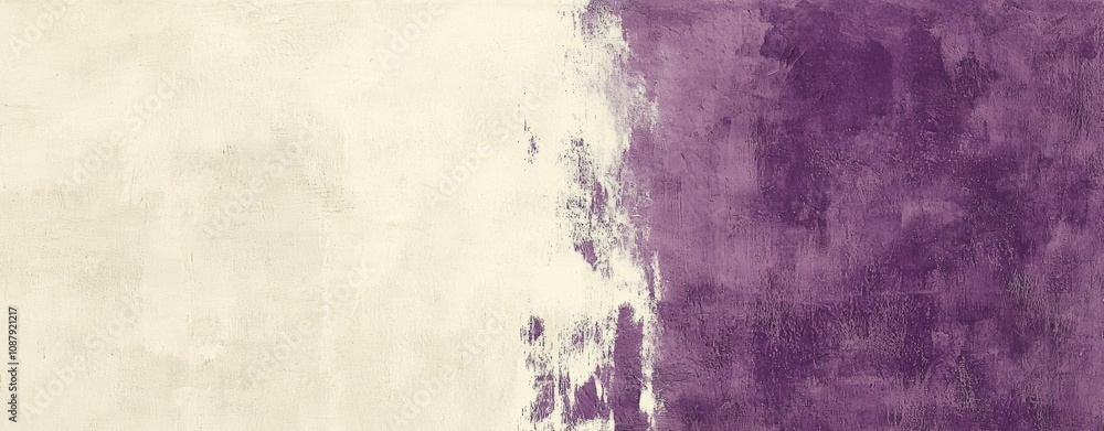 Poster brushstrokes of beige and purple paint create an abstract textured background with a gradient effect