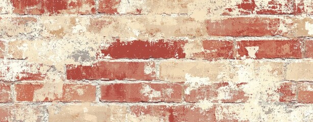 Red brick wall background with a vintage, weathered look, featuring peeling paint and exposed brick, creating a rustic and textured surface