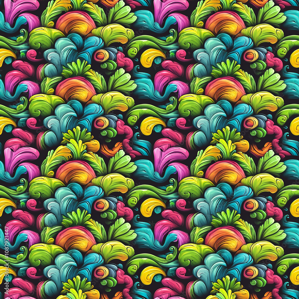 Poster Vivid swirling colors create a mesmerizing pattern in abstract design