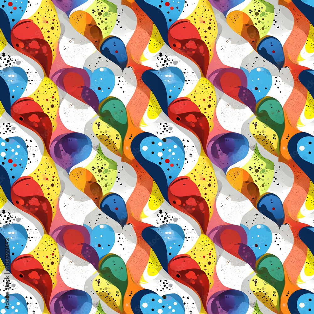 Poster vibrant abstract pattern of colorful shapes creating a joyful visual experience