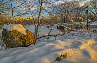 Bow bridge after snow storm