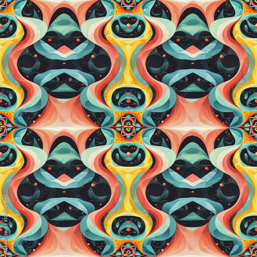 Poster vibrant abstract pattern showcasing swirls of color in dynamic harmony