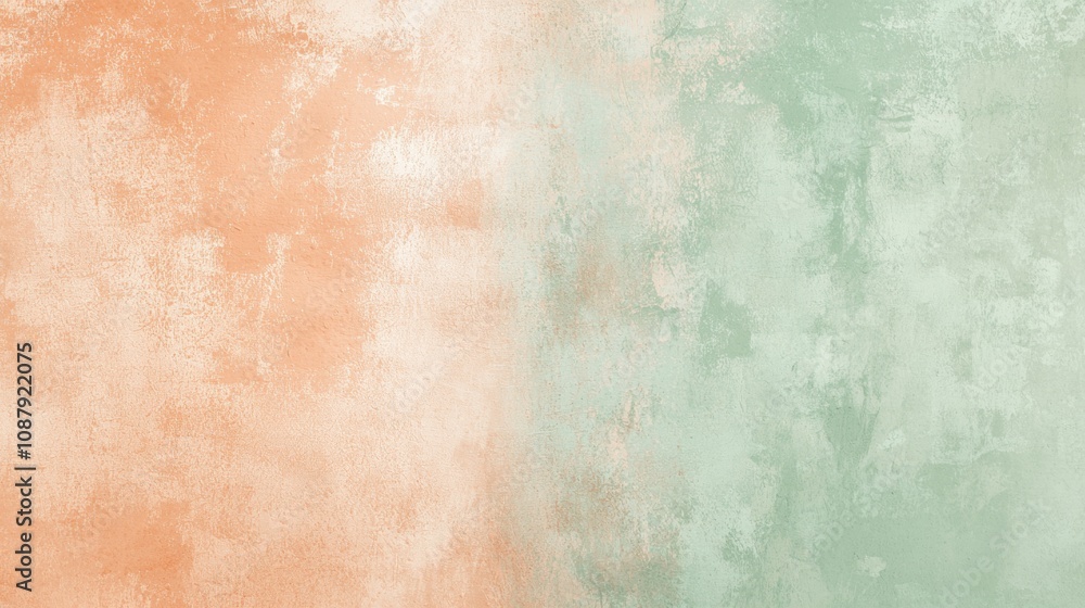 Poster peach and green textured background creating a soft gradient effect, perfect for design projects req