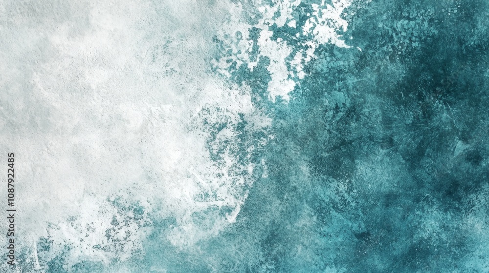 Aufkleber teal and white brushstrokes blend on a textured background, creating a dynamic and visually engaging