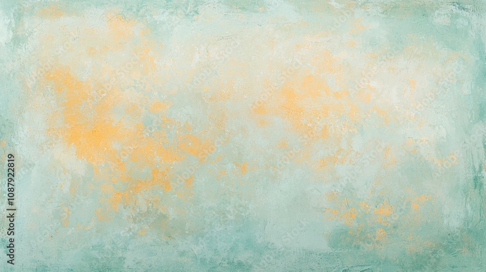 Poster green and yellow textured background provides a visually appealing backdrop, blending earthy tones a