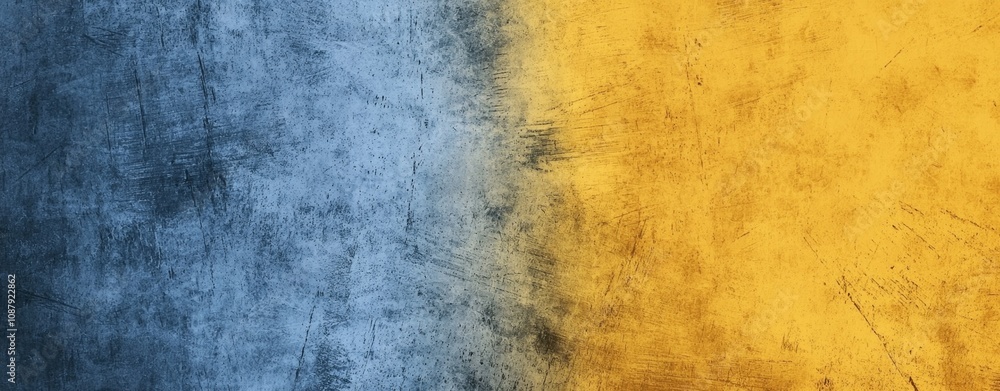 Poster blue and yellow grunge textured background image creating a split color effect, suitable for website