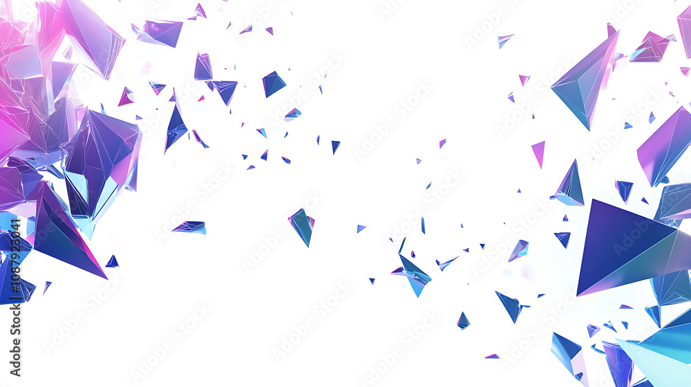 Poster Abstract background with glowing purple stars and lines on blue gradient background