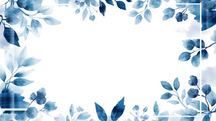 Fototapeta premium A white background with a blue watercolor plaid patterned frame, with a simple and minimalistic design