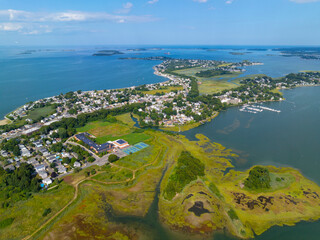 Houghs Neck aerial view at Quincy Bay in city of Quincy, Massachusetts MA, USA. 
