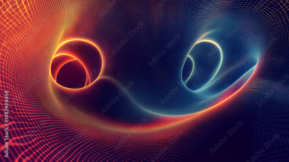 Poster abstract data visualization background concept of big pipes flowing information or cyber technology 