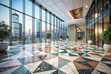 Minimalist Terrazzo Tile Design with Geometric Inlays for Contemporary Interior Floors